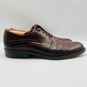 ECCO Shoes Mens EU 46 US 12 12.5 Brown Leather Oxfords Helsinki Casual Dress